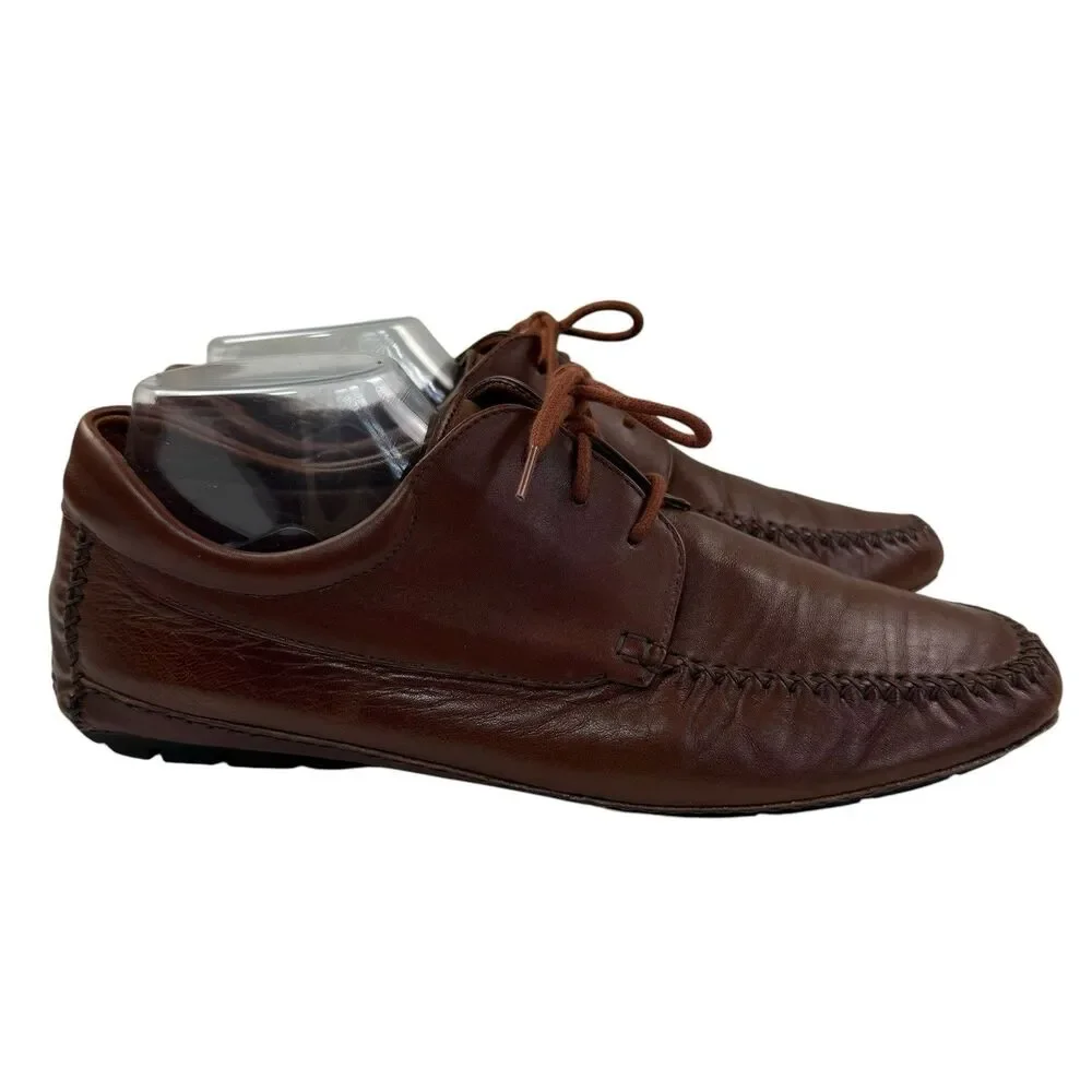 Moreschi Italy Lace Up Oxford Driving Shoes Men 10.5 Brown Leather